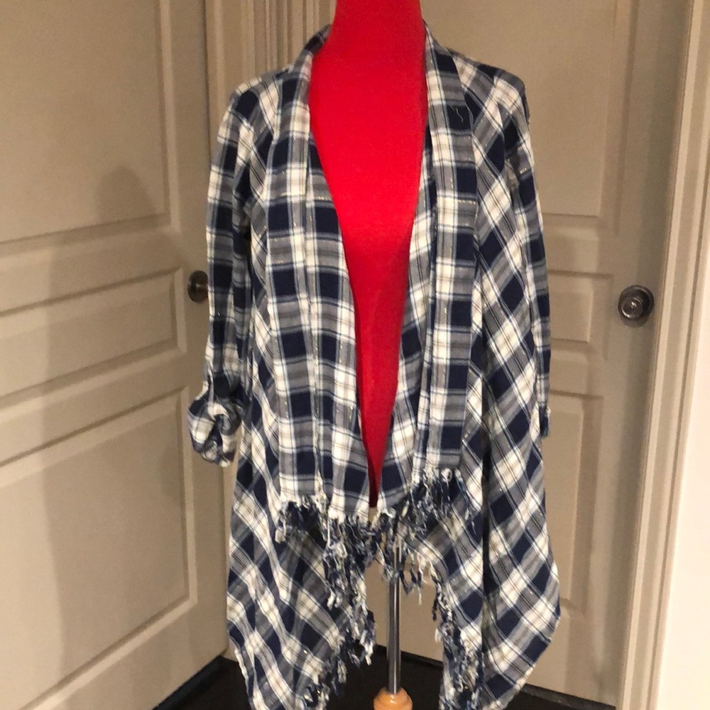 Lightweight Plaid Waterfall Cardigan